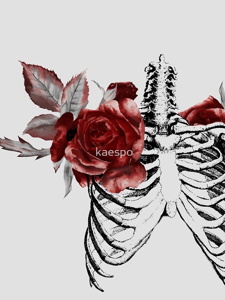 Skeleton Ribcage with Red Floral Blooms by kaespo