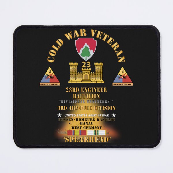 Item preview, Army - Cold War Vet - 23rd Engineer Bn, 3rd Armor Div - Hessen-Homburg Kaserne Hanau, Germany - Spearhead w Fire w DUI - COLD X 300 designed and sold by Military Insignia Products.