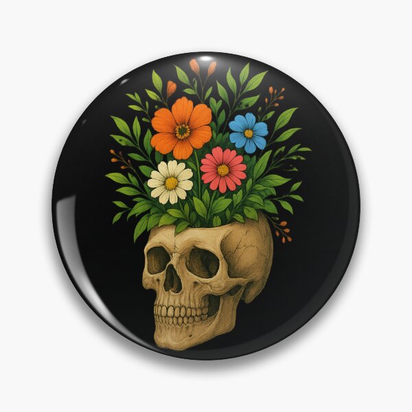 Item preview, Blooming from the Bones – Botanical art with skull and vibrant flowers designed and sold by PixelCraftDSG.