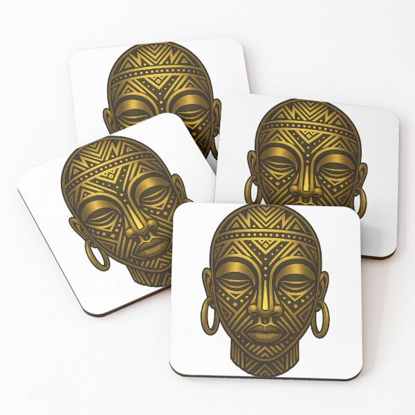Item preview, Golden African Tribal Mask Artwork designed and sold by ArtSpark Studio.