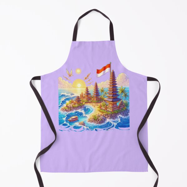 Item preview,  Bali Beaches & Temples in Indonesia 3D Cute Sketch with Indonesian Flag,  designed and sold by PaintMeWorld.