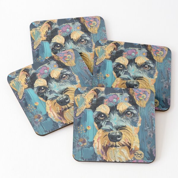 Item preview, Floral Schnauzer Portrait – Modern Dog Art designed and sold by Drakane Creations.