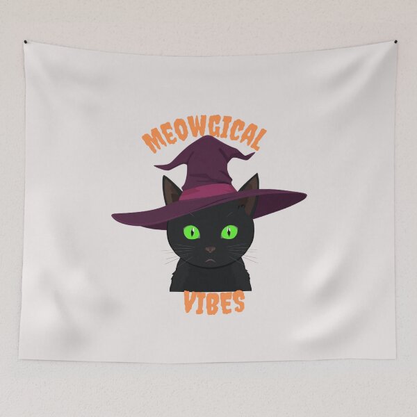 Item preview, Meowgical Vibes Cute Witch Cat designed and sold by CrazyInkWorks.