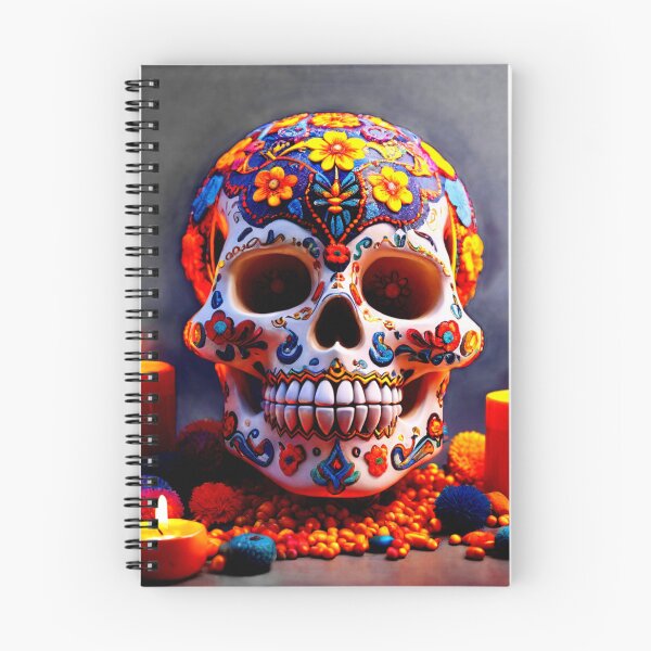 Item preview, Huichol Skull with Flowers and Candles - Calaverita Huichol con Flores y Velas designed and sold by SpectrumEssence.