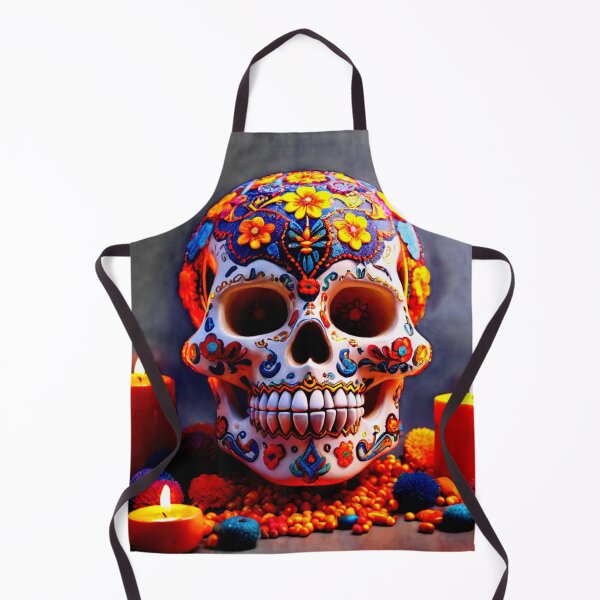 Item preview, Huichol Skull with Flowers and Candles - Calaverita Huichol con Flores y Velas designed and sold by SpectrumEssence.