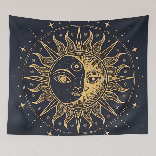 Item preview, Sun & moon with eyes  & protection symbol. designed and sold by Lucky 777.