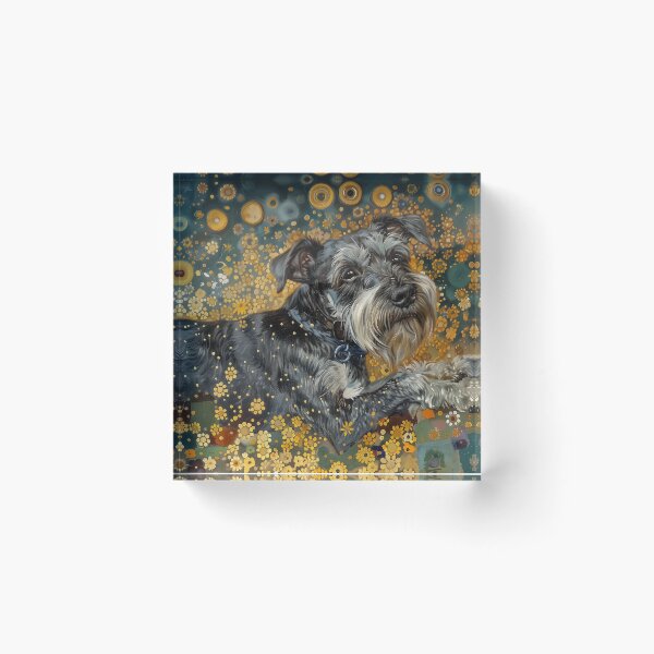 Item preview, Floral Schnauzer in Klimt Style – Artistic Dog Portrait designed and sold by Drakane Creations.