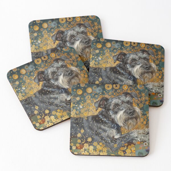 Item preview, Floral Schnauzer in Klimt Style – Artistic Dog Portrait designed and sold by Drakane Creations.