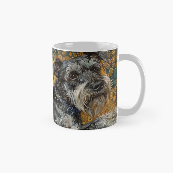 Item preview, Floral Schnauzer in Klimt Style – Artistic Dog Portrait designed and sold by Drakane Creations.