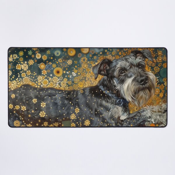 Item preview, Floral Schnauzer in Klimt Style – Artistic Dog Portrait designed and sold by Drakane Creations.