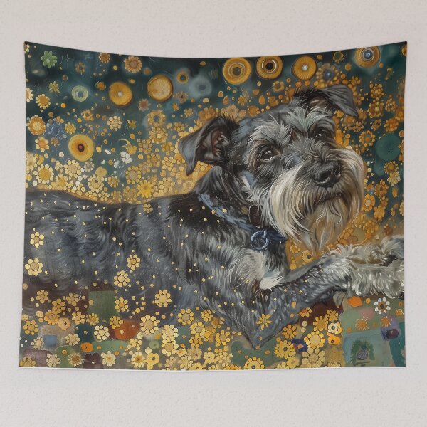 Item preview, Floral Schnauzer in Klimt Style – Artistic Dog Portrait designed and sold by Drakane Creations.