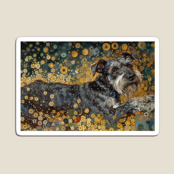 Item preview, Floral Schnauzer in Klimt Style – Artistic Dog Portrait designed and sold by Drakane Creations.