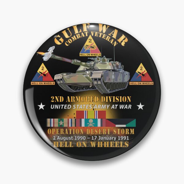 Item preview, Army - Desert Storm - 2nd Armored Div - Combat Vereran Veteran w GULF SVC - Hell On Wheels X 300 designed and sold by Military Insignia Products.
