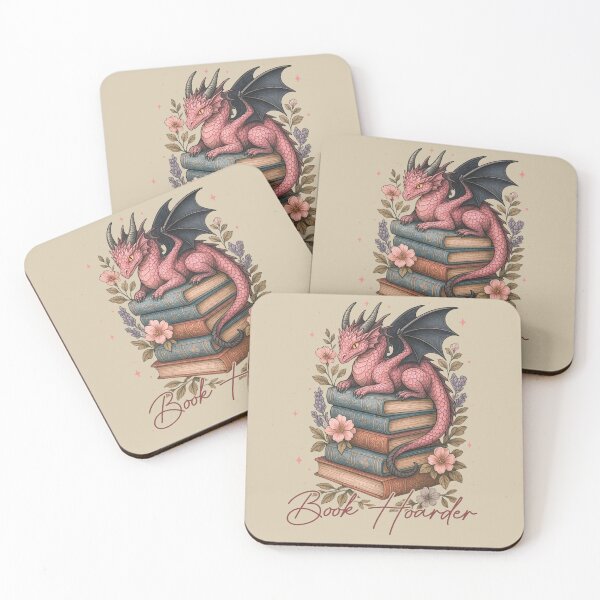 Item preview, Book hoarder pink dragon and books  designed and sold by FatBirdie.
