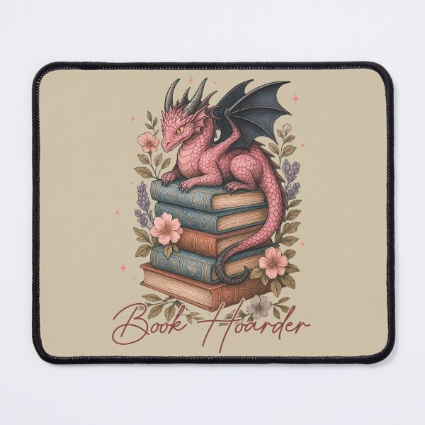 Item preview, Book hoarder pink dragon and books  designed and sold by FatBirdie.