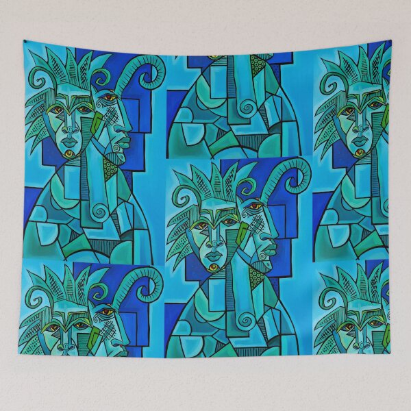 Item preview, Two Faces in Blue designed and sold by Sarah Curtiss.