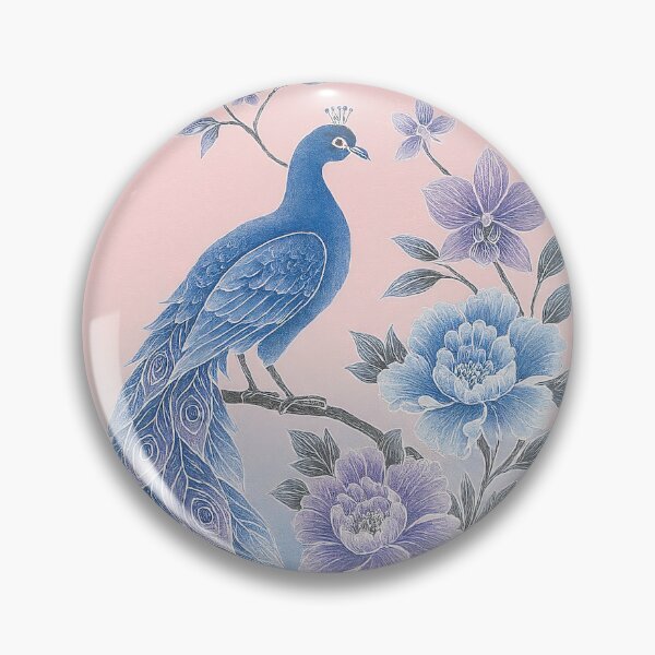 Item preview, Oriental Batik Pattern with Blue Peacock and Pastel Flowers designed and sold by ying815bubble.