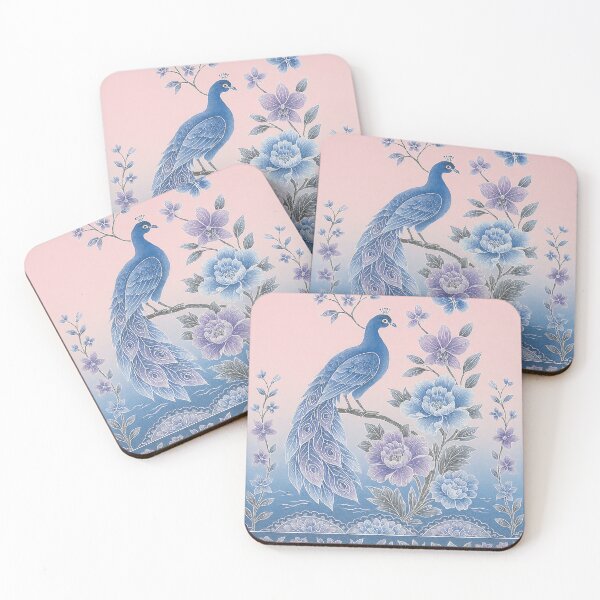 Item preview, Oriental Batik Pattern with Blue Peacock and Pastel Flowers designed and sold by ying815bubble.