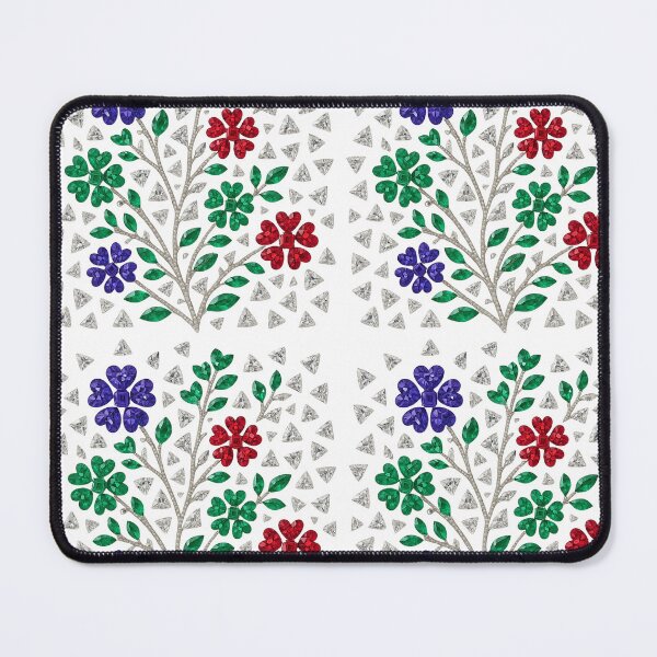 Item preview, Jeweled Floral Mosaic – Red, Green & Sapphire-Blue designed and sold by DigitalGemArt.