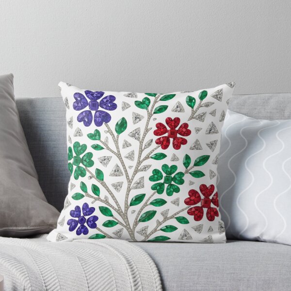 Item preview, Jeweled Floral Mosaic – Red, Green & Sapphire-Blue designed and sold by DigitalGemArt.