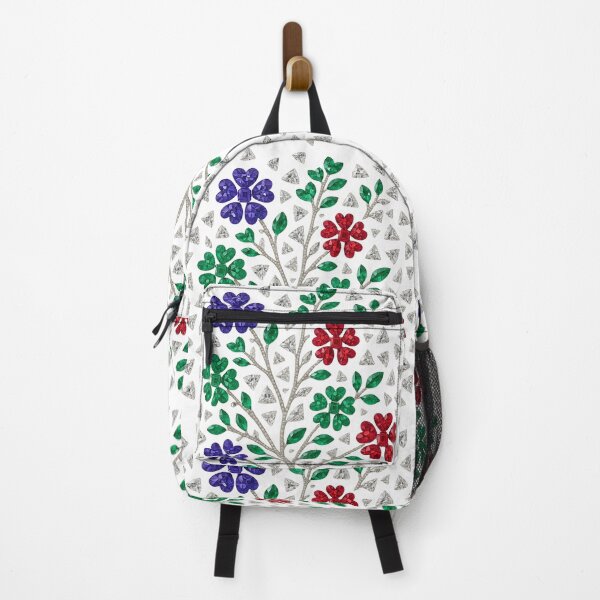 Item preview, Jeweled Floral Mosaic – Red, Green & Sapphire-Blue designed and sold by DigitalGemArt.