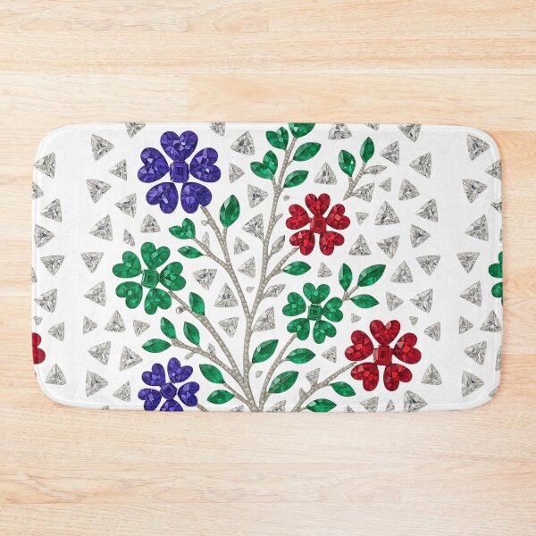 Item preview, Jeweled Floral Mosaic – Red, Green & Sapphire-Blue designed and sold by DigitalGemArt.