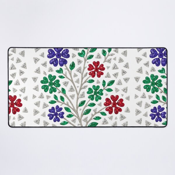 Item preview, Jeweled Floral Mosaic – Red, Green & Sapphire-Blue designed and sold by DigitalGemArt.