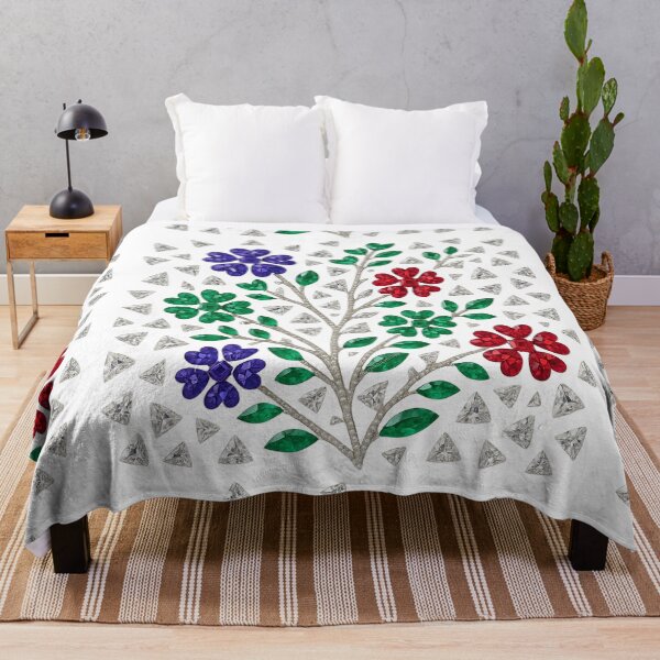 Item preview, Jeweled Floral Mosaic – Red, Green & Sapphire-Blue designed and sold by DigitalGemArt.