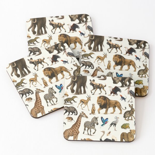 Item preview, Animals of the African Savanna Retro Wildlife Illustration Chart designed and sold by kakarikihill.