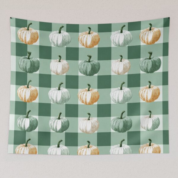 Item preview, Classic check sage green pumpkin harvest designed and sold by scicilysimonee.