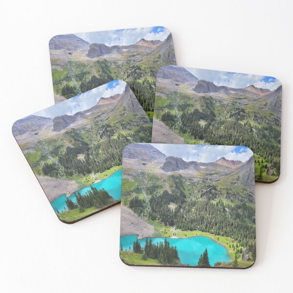 Item preview, Brilliant Cyan Alpine Lake View From Cliffs Above designed and sold by MilesToHike.