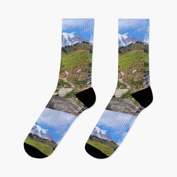Item preview, Mount Rainier Over an Alpine Meadow and Stream designed and sold by MilesToHike.