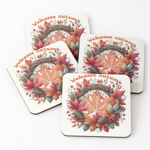 Item preview, Welcome Autumn Wreath – Cozy Fall Leaves and Pinecones Seasonal Design designed and sold by Dantin.