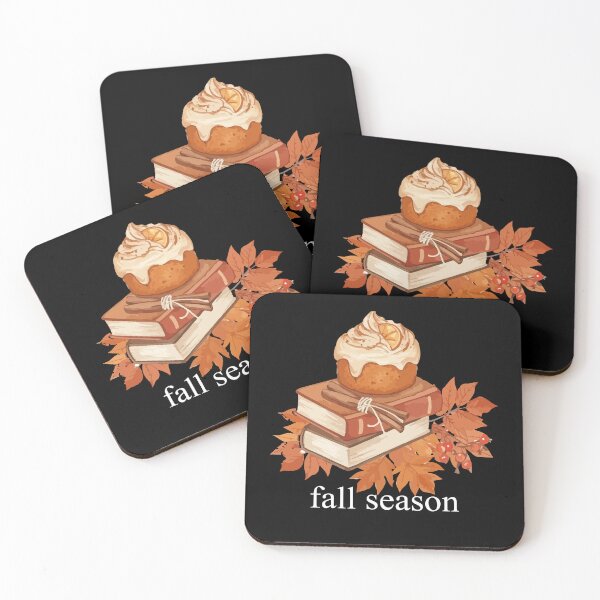 Item preview, Cozy Autumn Books And Dessert Illustration on black designed and sold by designsoftinaa.