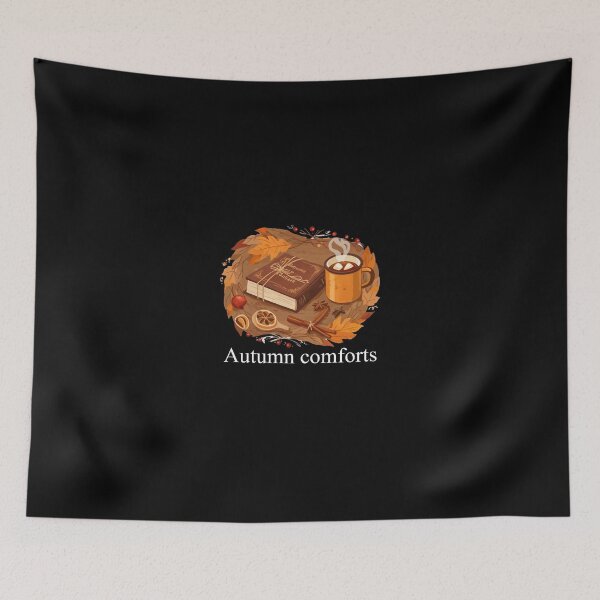Item preview, Warm Cozy Autumn Aesthetic Illustration on black designed and sold by designsoftinaa.
