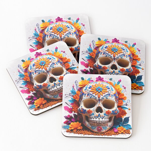Item preview,  Huichol Skull with Flowers - Huichol Skull with Flowers  designed and sold by SpectrumEssence.