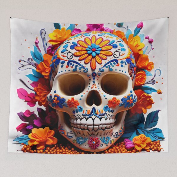 Item preview,  Huichol Skull with Flowers - Huichol Skull with Flowers  designed and sold by SpectrumEssence.