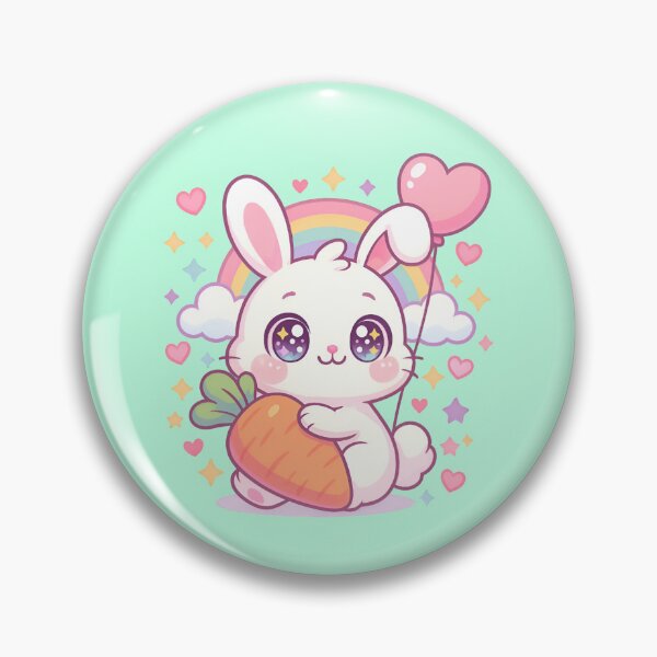 Item preview, Kawaii Bunny with Carrot and Rainbow – Cutest Anime designed and sold by BloomOfDesign.