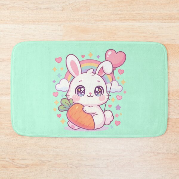 Item preview, Kawaii Bunny with Carrot and Rainbow – Cutest Anime designed and sold by BloomOfDesign.