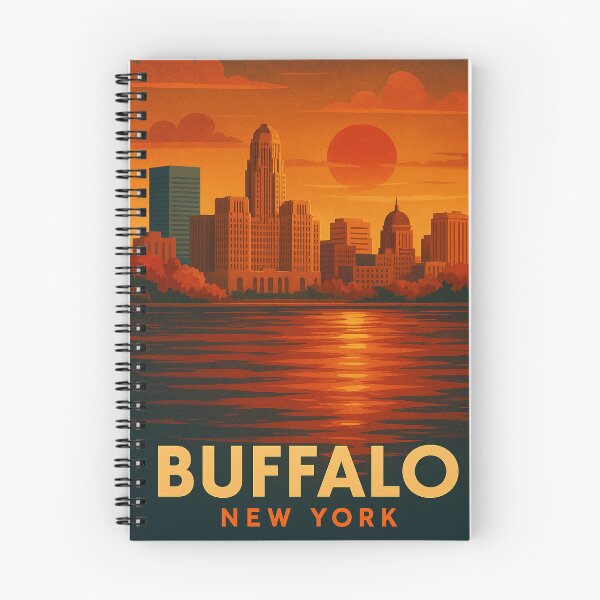 Item preview, Buffalo New York Poster – Retro City Skyline at Sunset designed and sold by Mo & Ko Design.