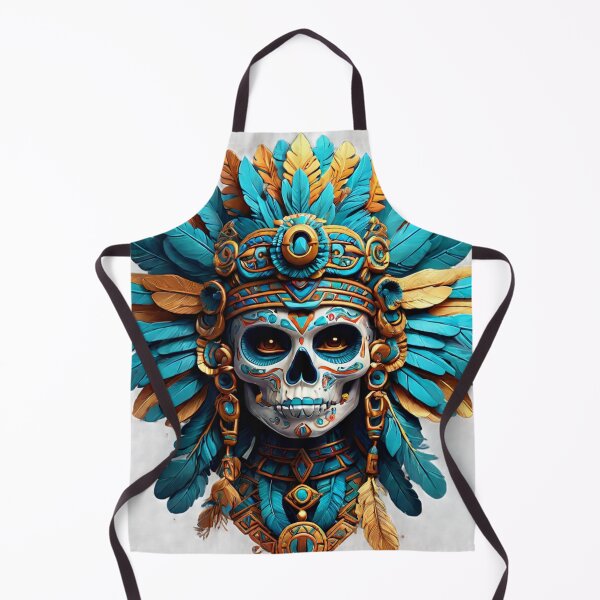 Item preview, Aztec Warrior Skull – Blue and Gold Feathers designed and sold by SpectrumEssence.
