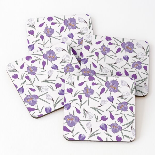 Item preview, Purple and white Crocuses on a pink background designed and sold by Hanna McCown.