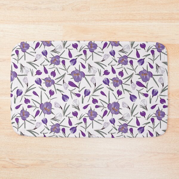 Item preview, Purple and white Crocuses on a pink background designed and sold by Hanna McCown.