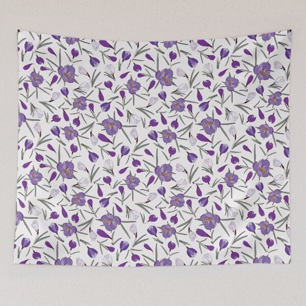 Item preview, Purple and white Crocuses on a pink background designed and sold by Hanna McCown.