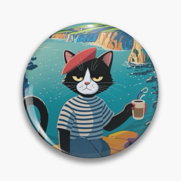 Item preview, Étretat, France Travel Poster – Cat ‘Lucien’ |  French Cat Cartoon  designed and sold by LeQuirks.