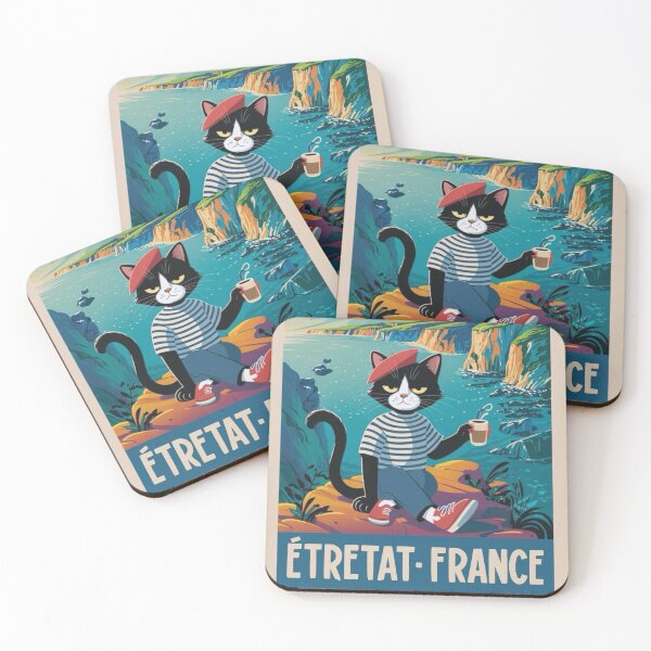 Item preview, Étretat, France Travel Poster – Cat ‘Lucien’ |  French Cat Cartoon  designed and sold by LeQuirks.