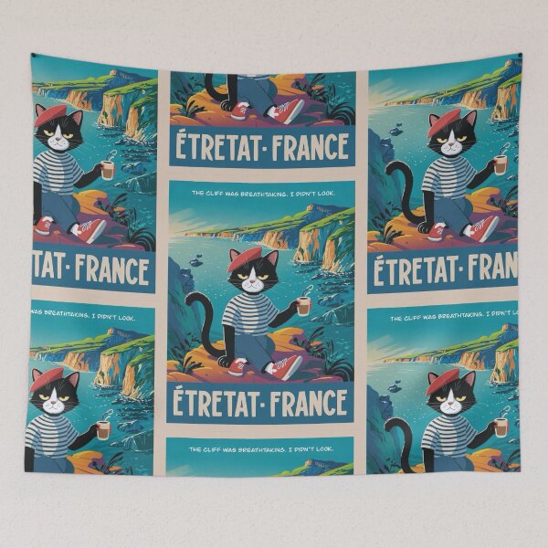 Item preview, Étretat, France Travel Poster – Cat ‘Lucien’ |  French Cat Cartoon  designed and sold by LeQuirks.