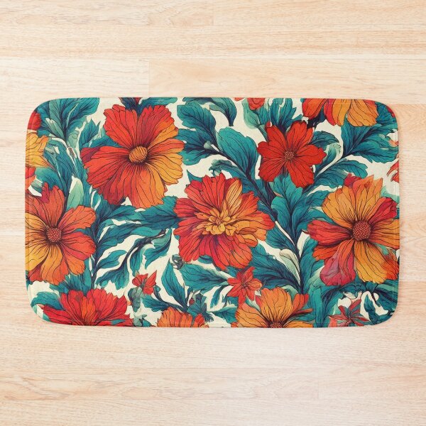 Item preview, Orange Red Teal Tropical Flowers designed and sold by SassyArtistry.