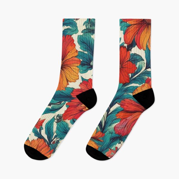 Item preview, Orange Red Teal Tropical Flowers designed and sold by SassyArtistry.