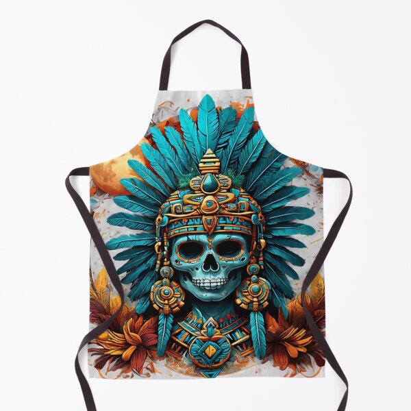 Item preview, Blue Aztec Warrior Skull – Moon & Golden Arch designed and sold by SpectrumEssence.